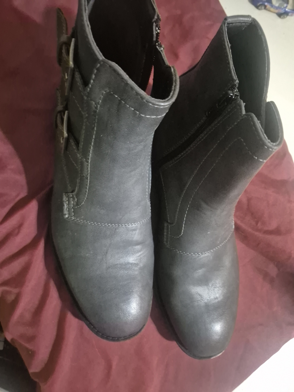 Marc Anthony Dark Gray Ankle Boots with Buckle Accent